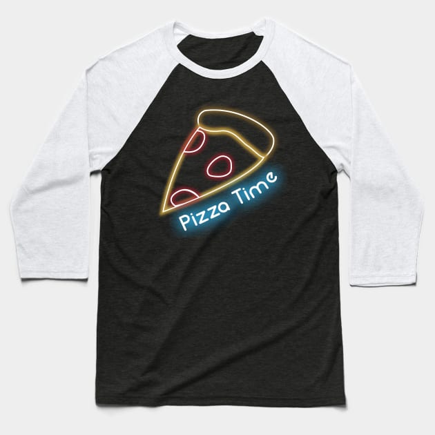 Pizza Time Baseball T-Shirt by WinterWolfDesign